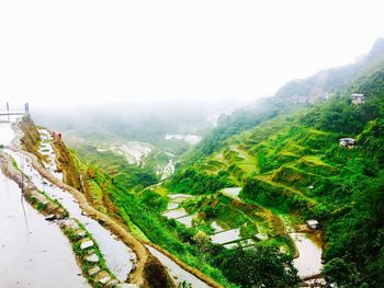 Scenic view of tree mountains against sky