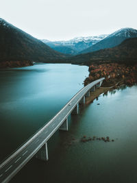 High angle view of bridge over lake