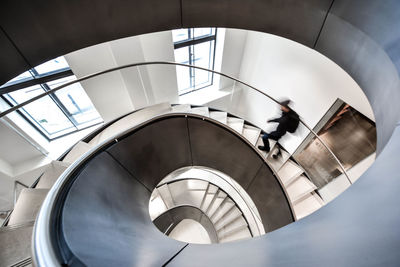 High angle view of spiral staircase