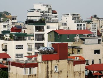 Residential buildings against clear sky