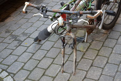 Low section of bicycle on street