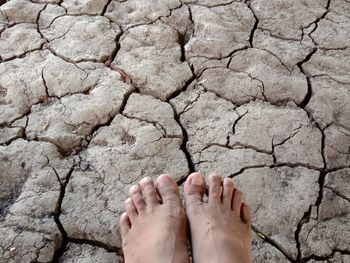 Prolonged drought left the ground fractured and hot feet