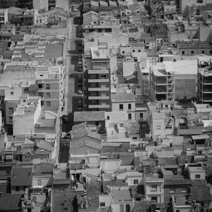 High angle view of buildings in city