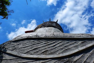 Low angle view of temple against blue sky