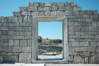 View of old ruins against clear sky