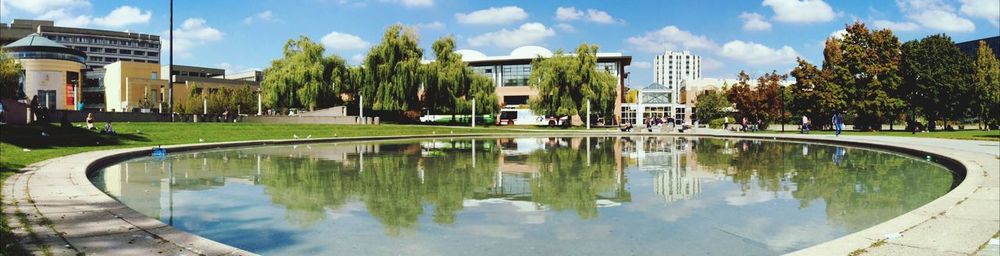 Reflection of buildings in water