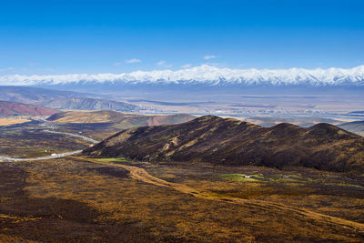 Scenic view of landscape against cloudy sky