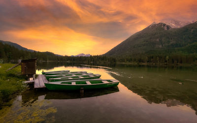 Hintersee, ramsau, bavaria, rowing boats on the hintersee