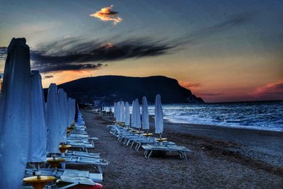 Scenic view of sea against sky at sunset