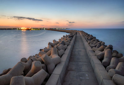 Panoramic view of sea against sky during sunset