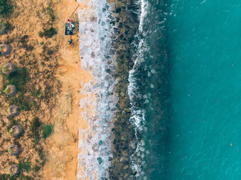 High angle view of people on beach