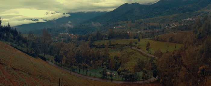 High angle view of landscape against sky