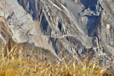 High angle view of rocks on land