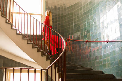 a girl in a red