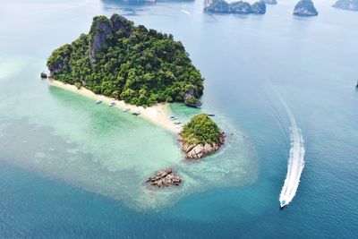 High angle view of island amidst sea