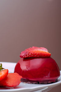 Close-up of strawberry cake