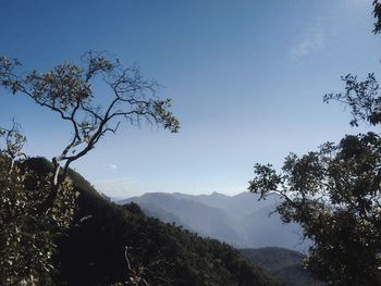 Scenic view of mountains against clear sky