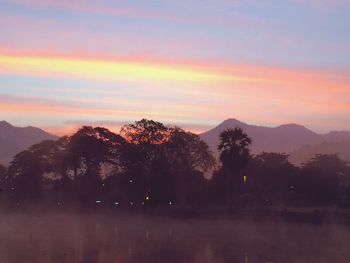 Scenic view of mountains at sunset