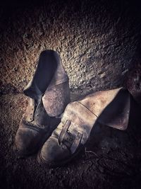 High angle view of shoes
