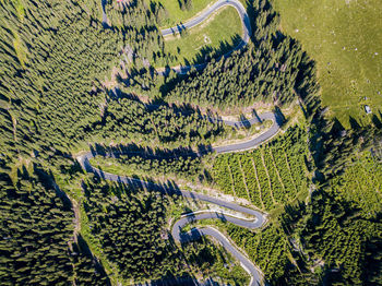 High angle view of snow covered landscape