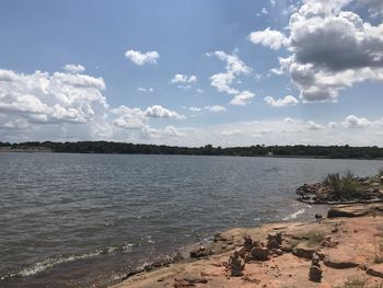 Scenic view of lake against sky