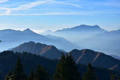Scenic view of mountains against sky