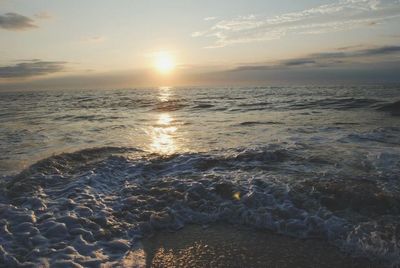 Scenic view of sea at sunset