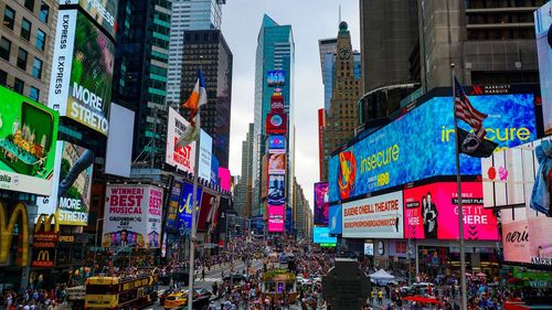 City street with buildings in background