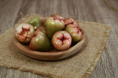 High angle view of fruits on table