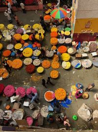 High angle view of toys for sale in market