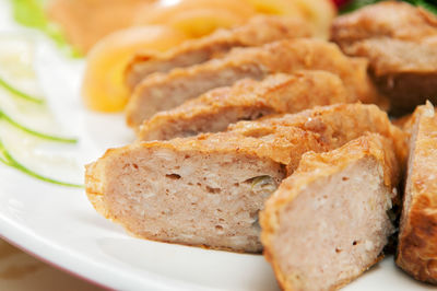 Close-up of served food in plate