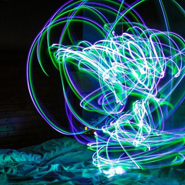 illuminated, long exposure, night, motion, abstract, light painting, light trail, glowing, multi colored, spinning, pattern, circle, speed, blurred motion, blue, arts culture and entertainment, creativity, close-up, art, no people
