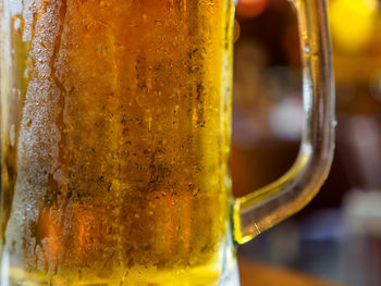 Close-up of beer glass