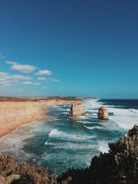 Scenic view of sea against cloudy sky