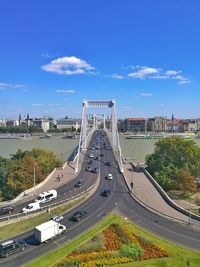 High angle view of suspension bridge