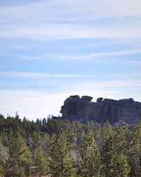 Rock formations on landscape against sky