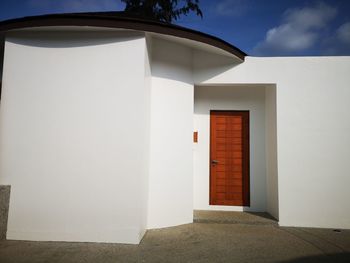 White door of building