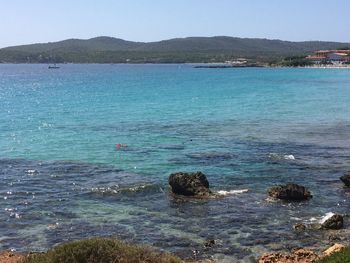 Scenic view of sea against clear sky