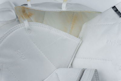High angle view of white paper on table