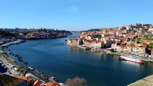 High angle view of buildings in city