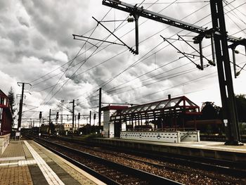 Railroad station platform against sky