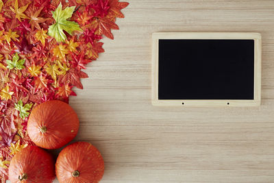High angle view of vegetables on table