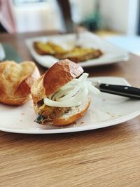 Close-up of breakfast on table