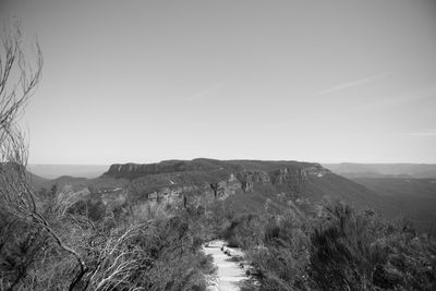 Scenic view of mountains against clear sky