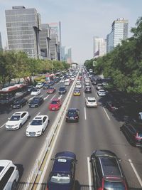 High angle view of traffic on city street