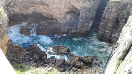 High angle view of waterfall