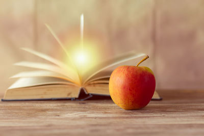 Close-up of apple on table