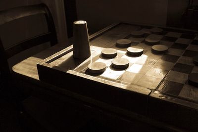High angle view of chess board