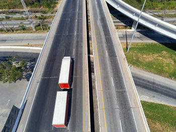 High angle view of car on road