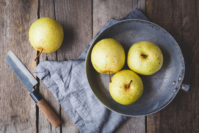 High angle view of fruits on table